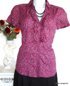 ESPRIT Bluse Shirt rosa lia Blumen size M 38 Rüschen Baumwolle cotton NEU - Picture 1 of 3