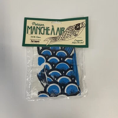 Vintage Pier 1 Importaciones Peces Windsock 30" Azul/Blanco 100% Algodón Foto 1 de 2