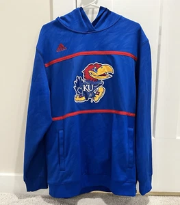 KANSAS Jayhawks KU NCAA Adidas Blue Climalite Hoodie Men's LARGE - Picture 1 of 11