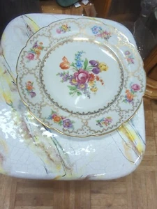 Vintage Antique Schumann US Zone Germany Dresden Flowers Scalloped Platter - Picture 1 of 14