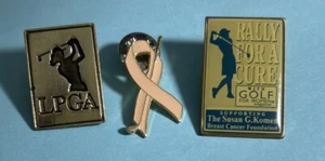 LPGA Golf Tournament ,Susan G Komen , Pink Ribbon - 3 Lapel Hat Pins - Picture 1 of 2