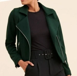 Greylin Anthropologie Green Moto Jacket size Medium Preppy boho - Picture 1 of 9