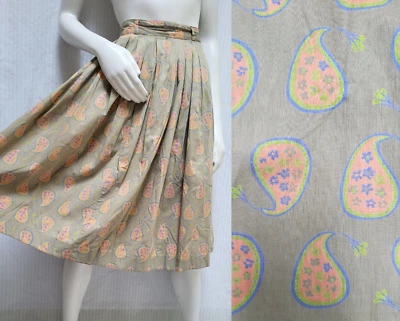 FALDA COMPLETA PLISADA VINTAGE AÑOS 50 ROSA TOSTADO AZUL CACHEMIR - cintura 26" Foto 1 de 4