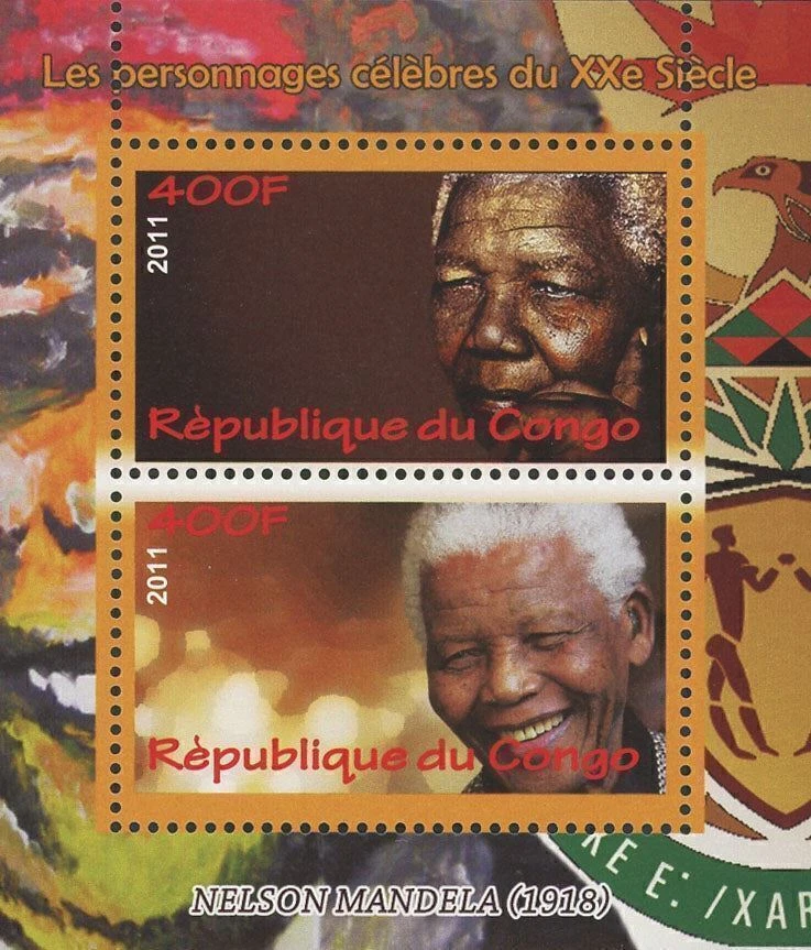 Nelson Mandela Famous Characters Souvenir Sheet of 2 Stamps Mint NH - Image 1 of 1