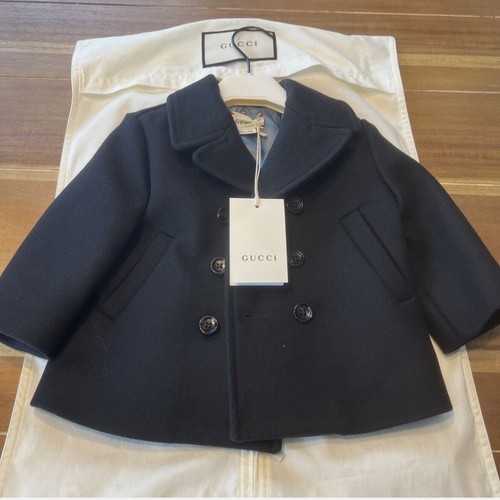 Cappotto Gucci blu navy pea bambino nuovo con etichetta taglia 6 9 mesi