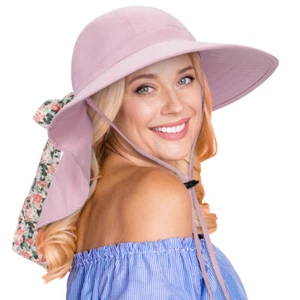 Women Boonie With Neck Flap Fishing Hiking Outdoor UV Protection Sun Hat PINK - Picture 1 of 7