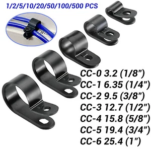 Black Nylon Plastic P Clips - Fasteners for Conduit, Cable, Tubing & Sleeving CC - Picture 1 of 6