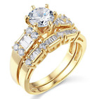 2.75 Ct Round 14K Yellow Gold Created Diamond Engagement Ring Set Matching Band