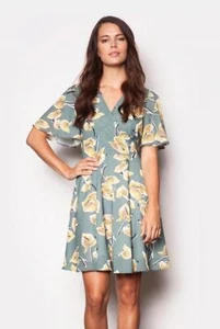 Pink Martini size Large Garden of Love dress Modcloth Green yellow Floral - Picture 1 of 8