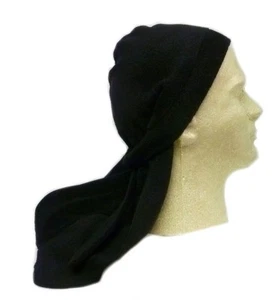 Cappello Durag nero pile chemio berretto avvolgente taglia unica 100% poliestere nuovo - Foto 1 di 6