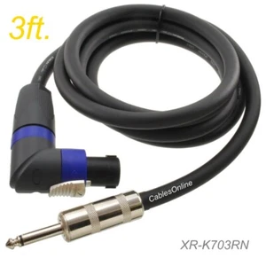 3ft SpeakOn Neutrik Right-Angle NL4FX to 1/4" TS 12awg Pro Audio Speaker Cable - Picture 1 of 3