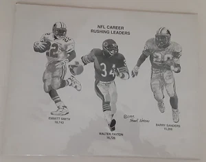 2002 NFL Rushing Payton Smith Sanders 11"x14" Pencil Drawing Print FRANK NAREAU - Picture 1 of 5