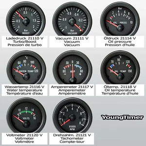 Juego de 4 instrumentos adicionales Jom Youngtimer temperatura del agua temperatura del aceite, presión del aceite, voltios 52 mm - Imagen 1 de 11
