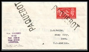 Great Britain 1952 PAQUEBOT Cover Posted at Sea On M.V.SHERBRO - Picture 1 of 2