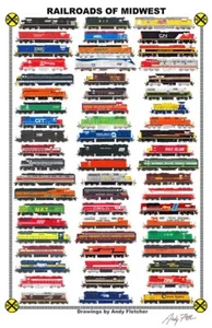 Railroads of the Midwest 11"x17" Poster by Andy Fletcher signed - Picture 1 of 1