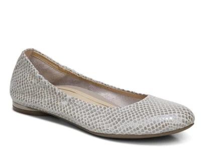 Vionic Ballet Flat Alexa Leather Lizard Aluminum Gray Womens 7.5 Support New - Image 1 of 4