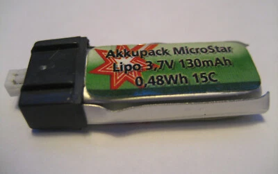 Akkupack MicroStar Lipo 3,7V 130mAh 15C - #140161 f. Micromodelle Wave 00 5220 - Bild 1 von 4