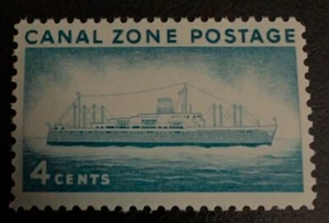 Canal Zone Scott #149 MNH OG 1958 4 centavos azul verdoso S.S. Ancon emisión de envío - Imagen 1 de 2