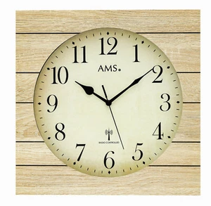 AMS 5551 Funkwanduhr Wanduhr analog Holzgehäuse in Sonoma-Optik modern - Bild 1 von 1