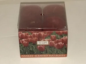 YANKEE CANDLE TEA LIGHTS TULIPS NEW NIB NOS 12 SCENTED TEALIGHTS EASTER SPRING - Picture 1 of 4