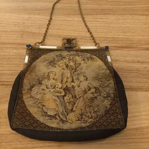 Antiguo Único Damas Bolso de Mano Estilo Francés Correa y Broche de Latón - Imagen 1 de 7