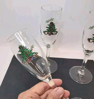 Nikko~FELICES FIESTAS~Flautas de champán de Navidad (3) reemplazos de acebo de árbol     Foto 1 de 4
