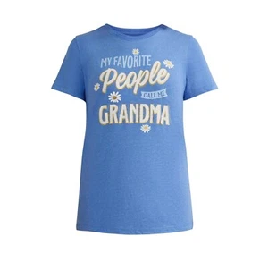 Women's Mother's Day My Favorite People Call Me Grandma Blue Graphic T-Shirt - Picture 1 of 1