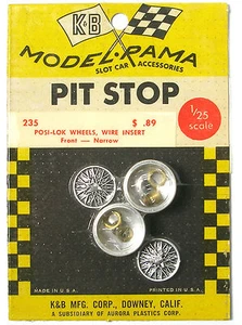 1965 K&B Aurora 1:24 Slot Car Pit Stop Parts POSI-LOK WIRE WHEEL SET 235 Narr FR - Picture 1 of 2