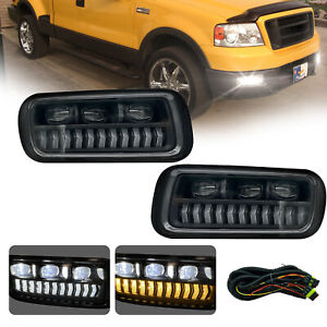 For 2004-2006 Ford F-150 LED Fog Lights Front Bumper Lamps with DRL+Wiring