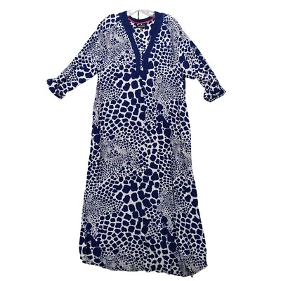 Ellen Tracy Maxi Dress V-Neck Long Sleeve Animal Print Size L - Image 1 of 4