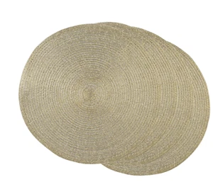 DESIGN IMPORTS POLYPROPYLENE ROUND WOVEN GOLD PLACEMAT 15 " SET OF 4 NEW - Picture 1 of 7