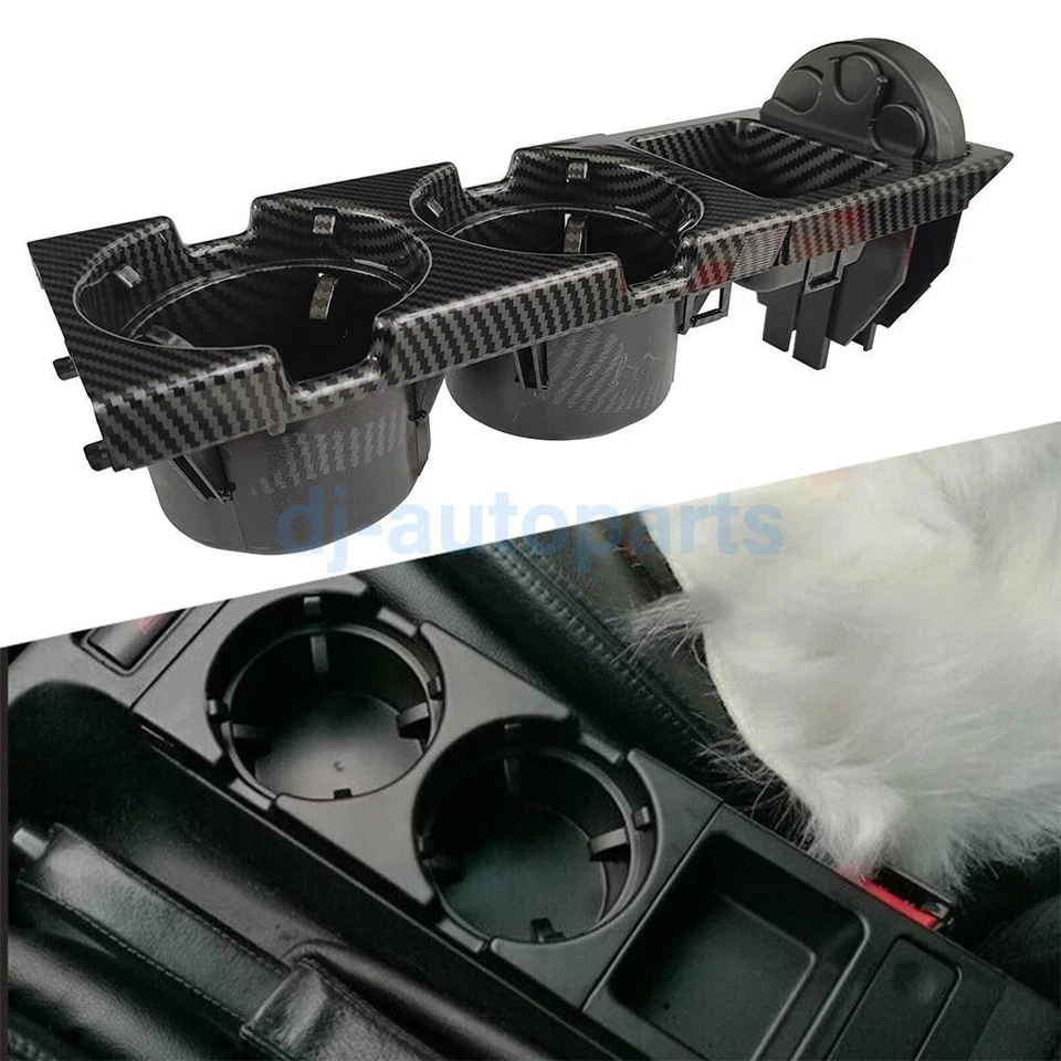 Carbon Fiber Black Cup Holder W/ Coin Holder For BMW E46 323i 325i 328i 330i M3 - Изображение 1 из 4