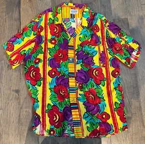 Vintage Jams World Hawaiian Mens XL Floral Abstract Art Short Sleeve - EUC - Picture 1 of 5