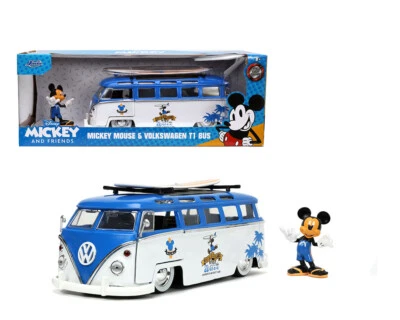 Jada Hollywood Rides 1:24 1962 Volkswagen T1 Bus with Mickey Figure Model 33179 - Image 1 of 3