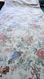 VTG 1 PR CURTAINS DEEP CREAM & LG FLORAL LINED 112 in WIDE x 88 in DROP - Picture 1 of 12