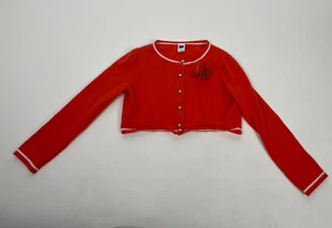 Janie Jack classic Greece Flower Orange Red Gold Cardigan Crop Sweater Size 4 4T - Picture 1 of 6