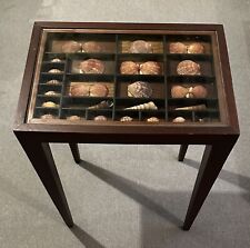 Vintage Wood Glass Vitrine Shell Collection Display Side Table 1940's 12x18x25