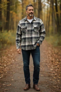 Woolrich Shirt Mens 2XL Black White Plaid Heavy Wool Rugged Outdoorwear Vintage - Picture 1 of 11