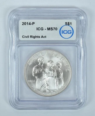2014-P Civil Rights Act Commemorative Silver Dollar MS70 ICG *9918 - Image 1 of 4