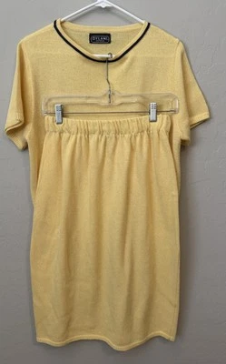 Vtg 80’s Sweater Set S Suit Knee Length Women’s Knit Yellow Modest Grandma - Image 1 of 4