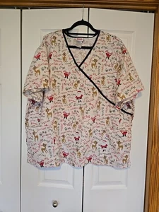 Rudolph The Red Nosed Reindeer Women's SZ 3X Scrub Top Shirt Christmas Holiday - Picture 1 of 6