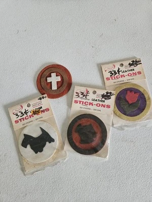 Vintage Patches Portland Leather Co. Genuine Leather Sew On 1960s 4 PC LOT  - Image 1 of 4