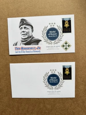 US 2013 FDC +WWII Hero Ted Roosevelt Jr +Medal Honor #4822 +Lead D-Day Normandy - Image 1 of 2