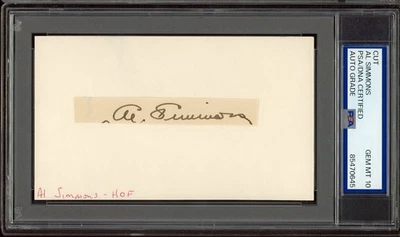 Tarjeta indexada de corte firmada por Al Simmons automática PSA DNA 10 Foto 1 de 2