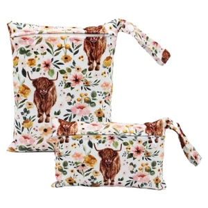 Highland Rinder Wasser Trockentaschen Blumenmuster in 2 verschiedenen Größen 2 Stück Posten - Bild 1 von 7