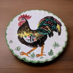 Keramik Made in Italy Hahn Muster Vintage Sammlerstück 12" x 12" DEKO Teller - Bild 1 von 6