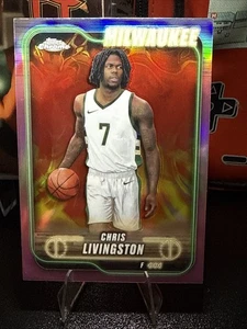 2024/25  CHRIS LIVINGSTON Pink Chrome REFRACTOR CARD MILWAUKEE BUCKS - Picture 1 of 2
