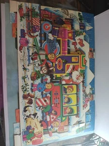 Vtg Christmas Advent Calendar Denmark GEMO 7703 Santa Train And Kids, 3D Movable - Picture 1 of 7