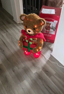 28" Incandescent Tinsel Bear  Gifts Christmas Novelty Sculpture Light Wondershop - Picture 1 of 5
