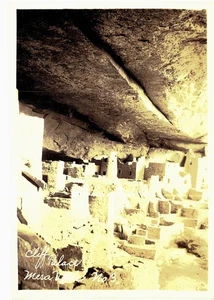 Cliff Palace Mesa Verde RPPC 1940 unbenutztes Echtfoto Colorado - Bild 1 von 2